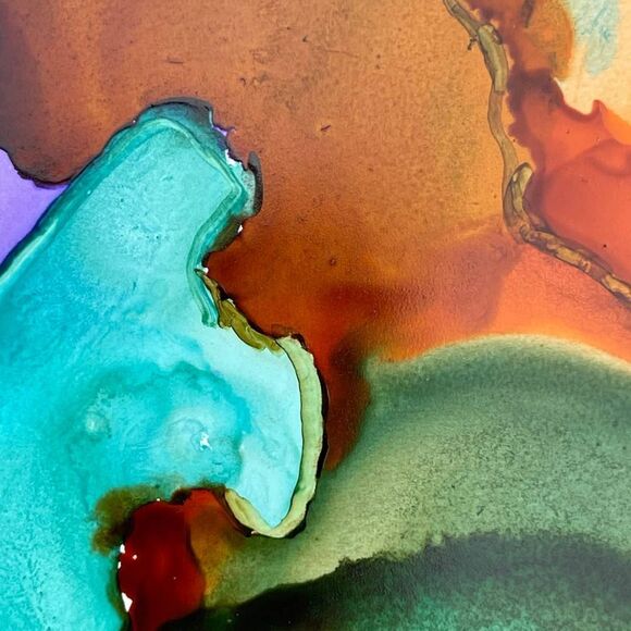 Boy and His Dog! Green, Purple, Orange, Alcohol Ink - Picture 5 of 6